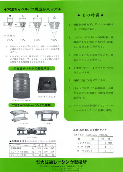 穴あきVベルト　100m巻